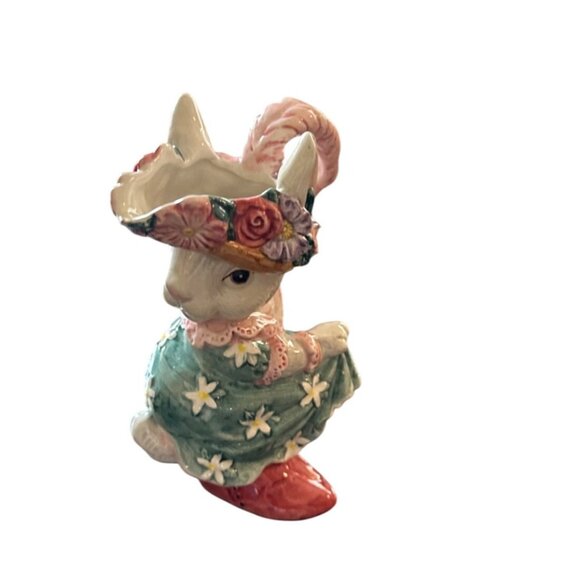 Fitz and Floyd Other - Fitz And Floyd 1995 Ceramic Kitty Figurine With Floral Dress Hat & Basket